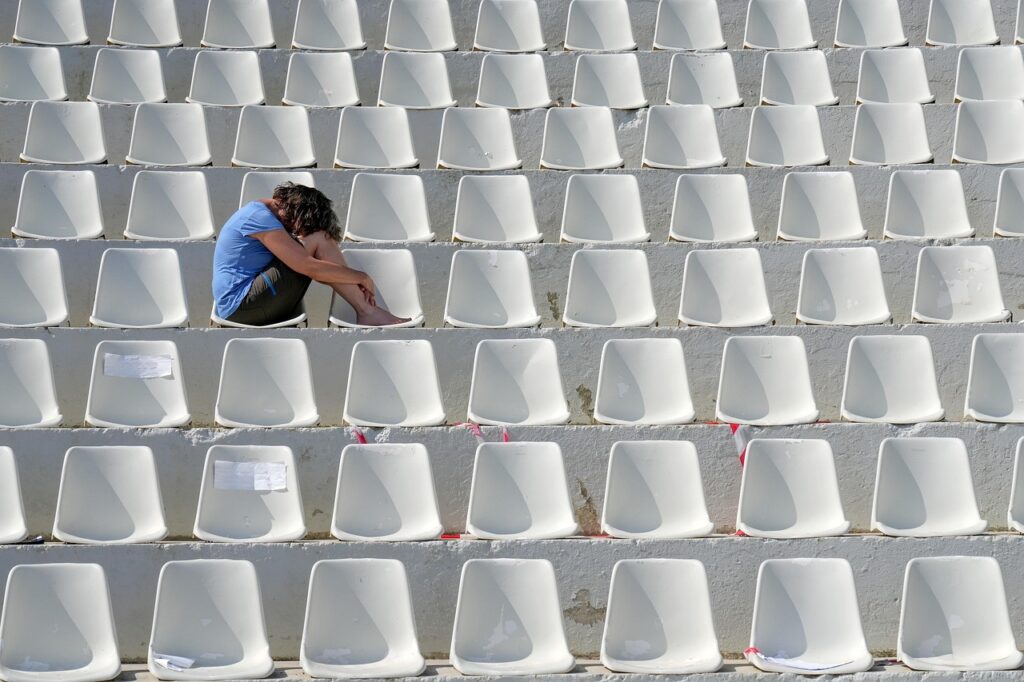 woman, lost, alone, arena, chairs, portrait, lost, lost, lost, lost, lost